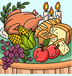 Thanksgiving Feast Colored Cartoon