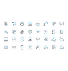 Computer Software Linear Icons Set Programming