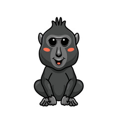 Cute Little Crested Black Macaque Cartoon