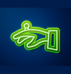 Glowing Neon Line Wedding Rings On Hand Icon