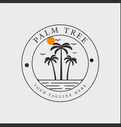 Palm Tree Line Art Logo Design Vintage Logo Badge