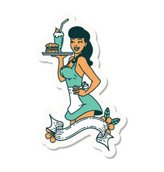 Tattoo Sticker A Pinup Waitress Girl