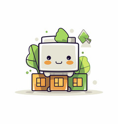 A Cute House With Tree And Boxes