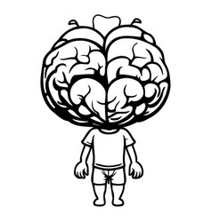 Cartoon Human Brain Brainstorming Concept