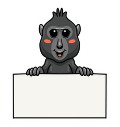 Cute Little Crested Black Macaque Cartoon