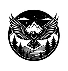 Flying Eagle In Forest Clipart