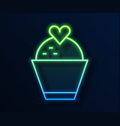 Glowing Neon Line Wedding Cake With Heart Icon