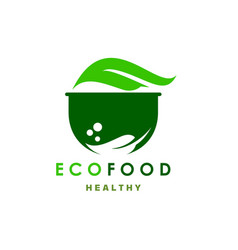 Organic Healthy Food Icon Of Green Leaf And Pot