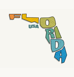 Florida With The Name Distorted Into State Shape