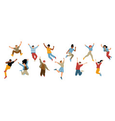 Happy People Jump With Raised Arms Characters