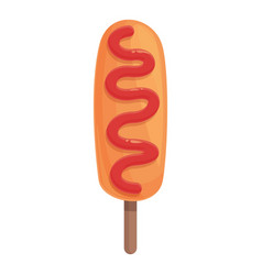 Ketchup Corndog Icon Cartoon Corn Stick