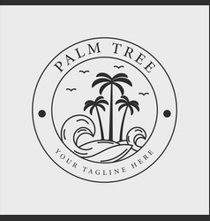 Palm Tree Line Art Logo Design Vintage Logo Badge