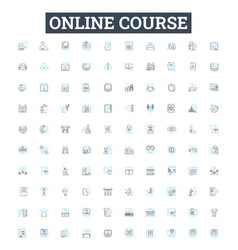 Online Course Line Icons Set Elearning