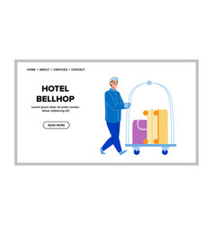 Hotel Bellhop Carrying Baggage On Cart