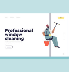 Professional Window Cleaning Concept Of Landing