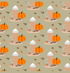 Autumn Drink Pumpkin Spices Latte Seamless Pattern