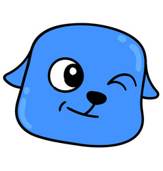 Blue Dog Head Winking To Tease Opposite Sex