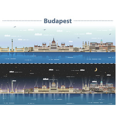 Budapest City Skyline At Day And Night