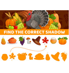 Find Correct Shadow Thanksgiving Autumn Kids Game