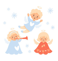 Little Christmas Angels Cute Blonde Boy And Girl