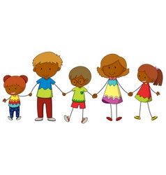 Three Kids Holding Hands Cartoon Character Hand