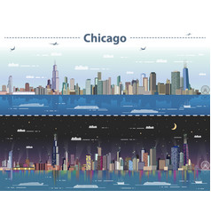 Chicago City Skyline At Day And Night