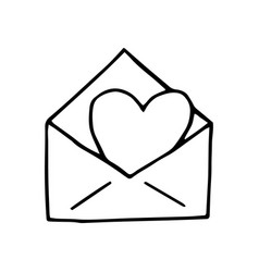 Envelope With Heart Hand Drawn In Doodle Style