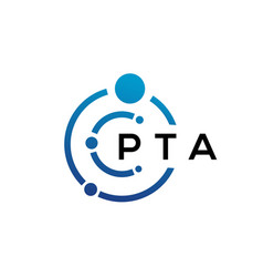 Pta Letter Technology Logo Design On White