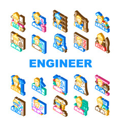 Engineer Worker Man Construction Icons Set