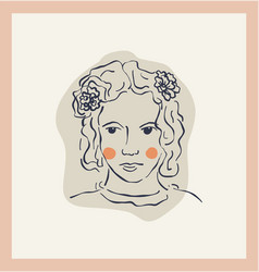 Female Portrait With Flower Single Clipart