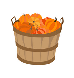 Pumpkins In Wooden Basket Fall