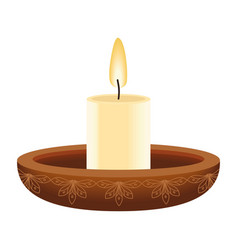 Candle In Wooden Dish