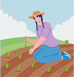 Female Farmer Cultivating