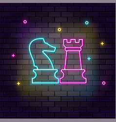 Business Chess Multicolor Neon Icon On Dark