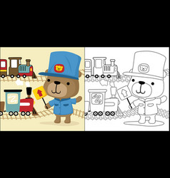 Cartoon Of Steam Train With Funny Bear