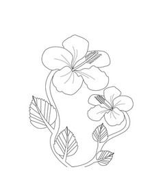 Hibiscus Flower Drawing Coloring Page With Doodle