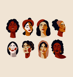 Set Of Various Faces Of Women