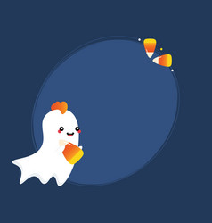 Oval Frame Background With Ghost And Candy Corn