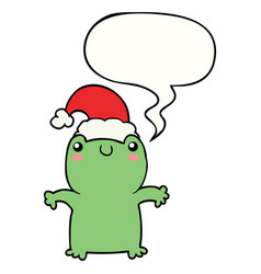 Cute Cartoon Frog Wearing Christmas Hat