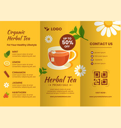 Herbal Tea Brochure Flat Cartoon Hand Drawn