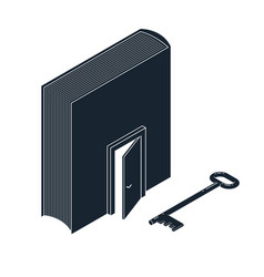 Book With Half Open Door And Turnkey 3d Isometric