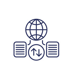 Global Data Exchange Line Icon On White