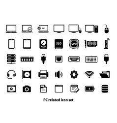 Icon Set Of Pc Related Parts