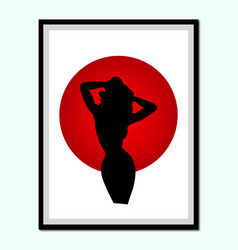 Image Of Woman Silhouette Standing On Red B