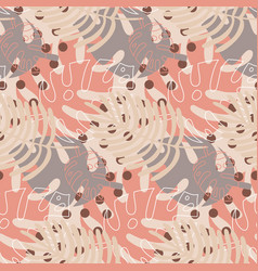 Pink Gray Pastel Tropical Pattern With Palm