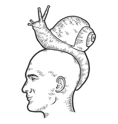 Bald Man With A Giant Snail On His Head Sketch