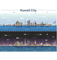 Kuwait City Skyline At Day And Night