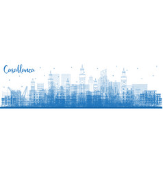 Outline Casablanca Morocco City Skyline With Blue