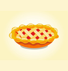 Appetizing Festive Pie With Filling Cartoon Style