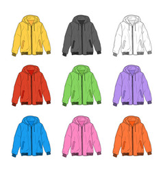 Color Jackets Set On White Background